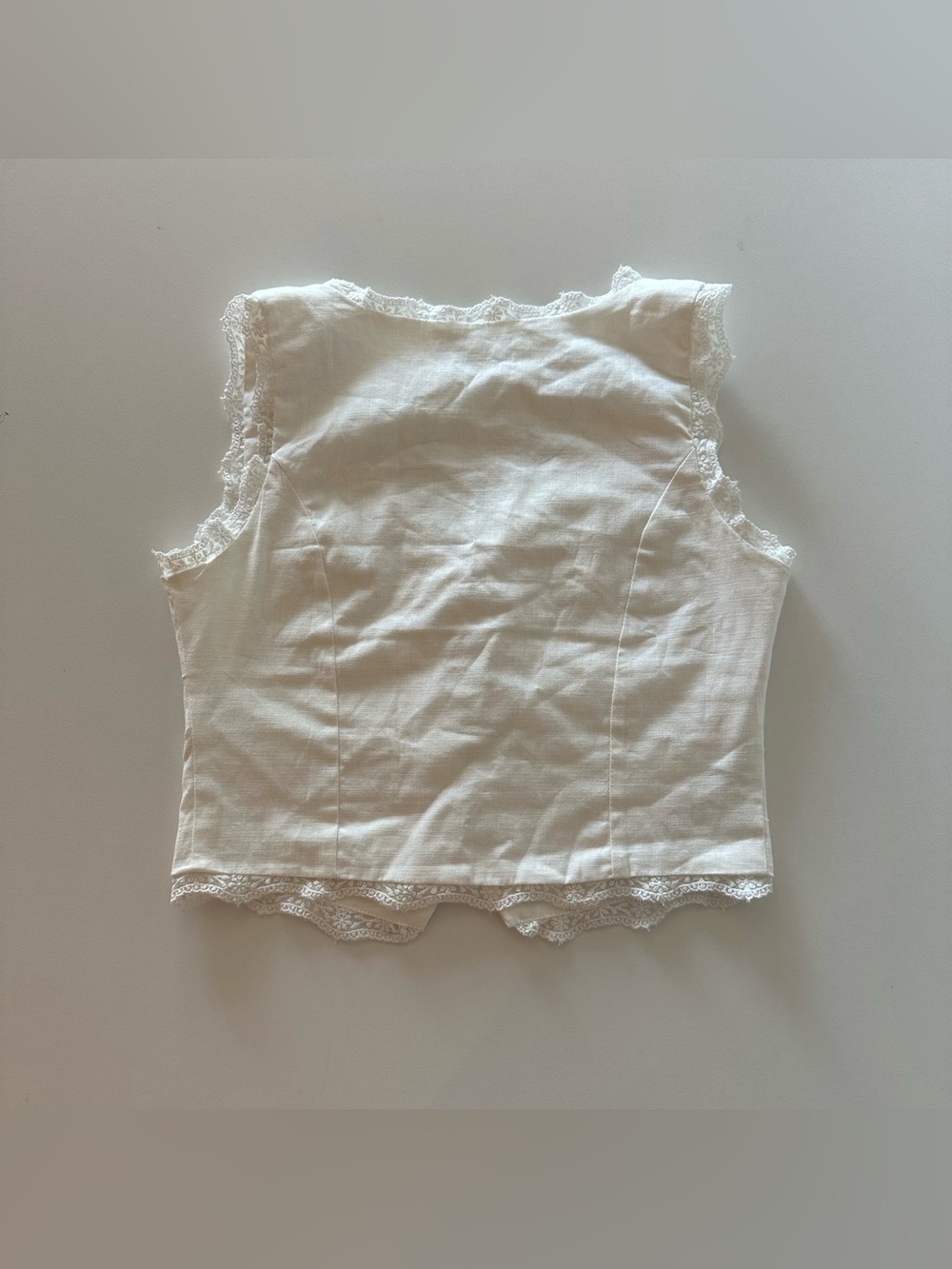 Ten Stories Up Cottagecore Lace Bustier Corset Vest White Hook Eye M - Picture 4 of 6